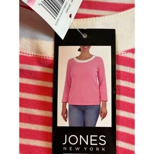 NWT‎ Jones New York XXL Pink White Striped 3/4 Sleeve Top Coastal Grandma Plus
